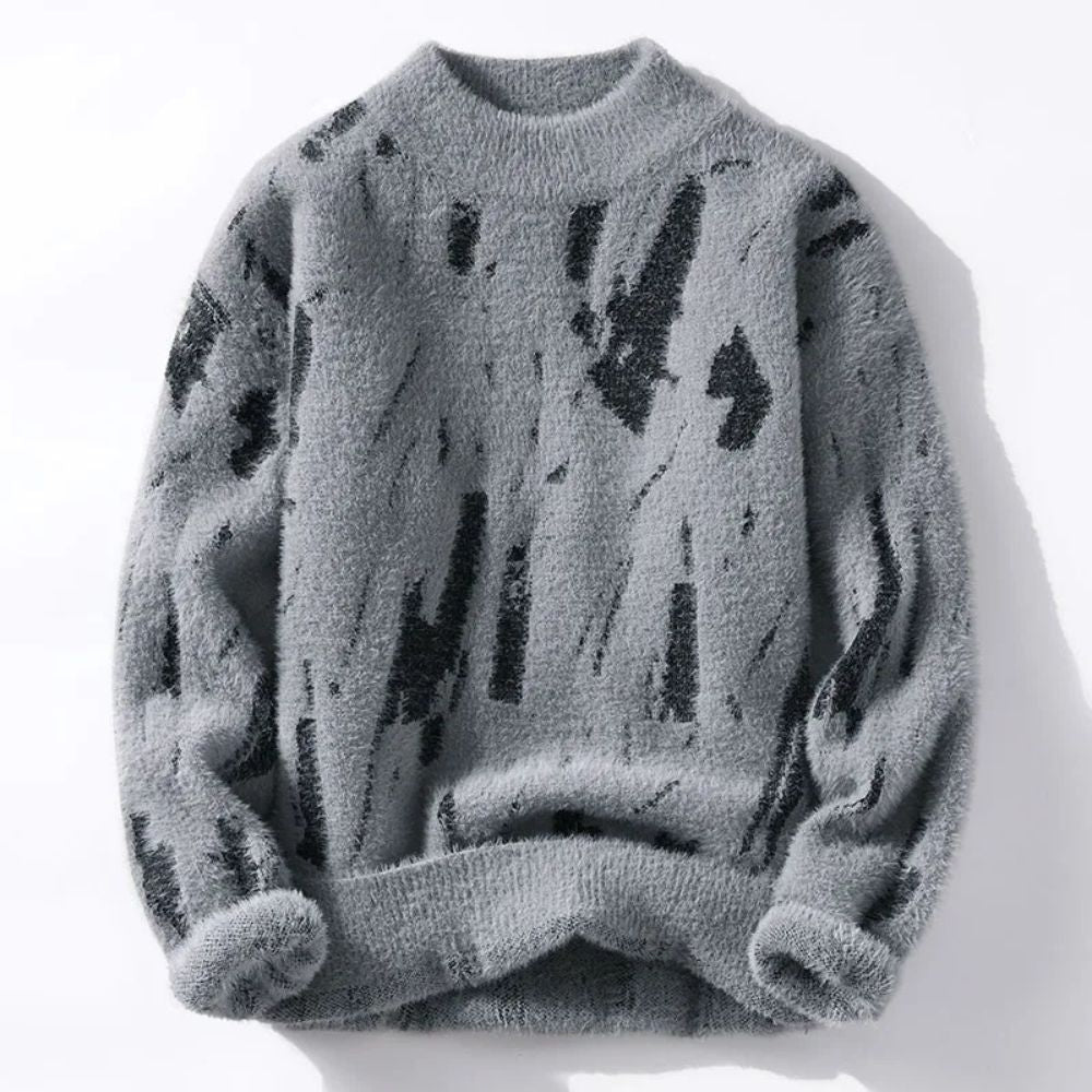 Streetwave Mens Abstract Knit Sweater Warm Cozy Modern Design For Fall Winter Everyday Wear