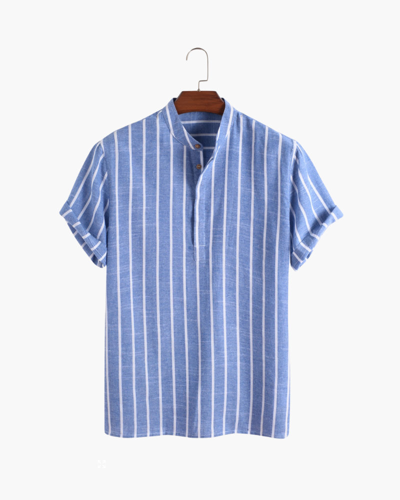 Streetwave Mens Linen Stripe Polo Shirt Breathable Summer Comfort Nautical Style