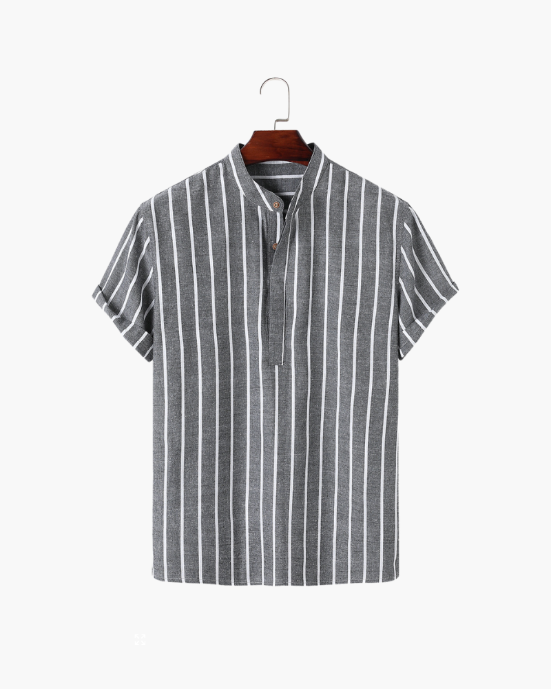 Streetwave Mens Linen Stripe Polo Shirt Breathable Summer Comfort Nautical Style