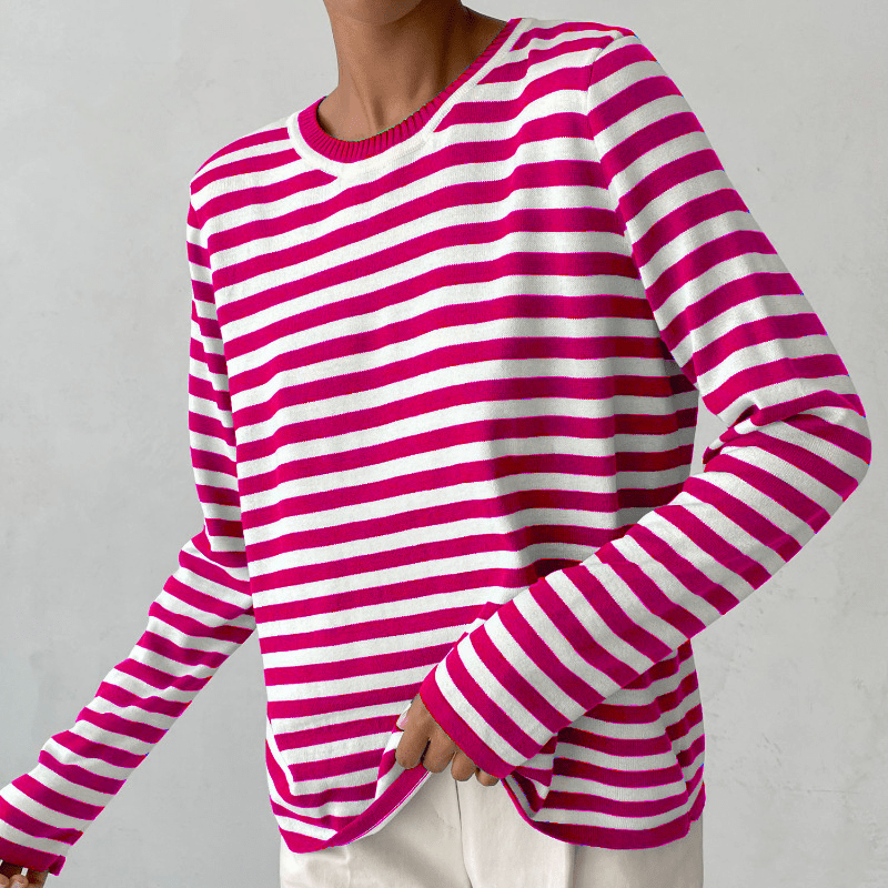 Street-Wave Nordic Flair Striped Long Sleeve T Shirt For Men Round Neck Soft Fabric Regular Fit