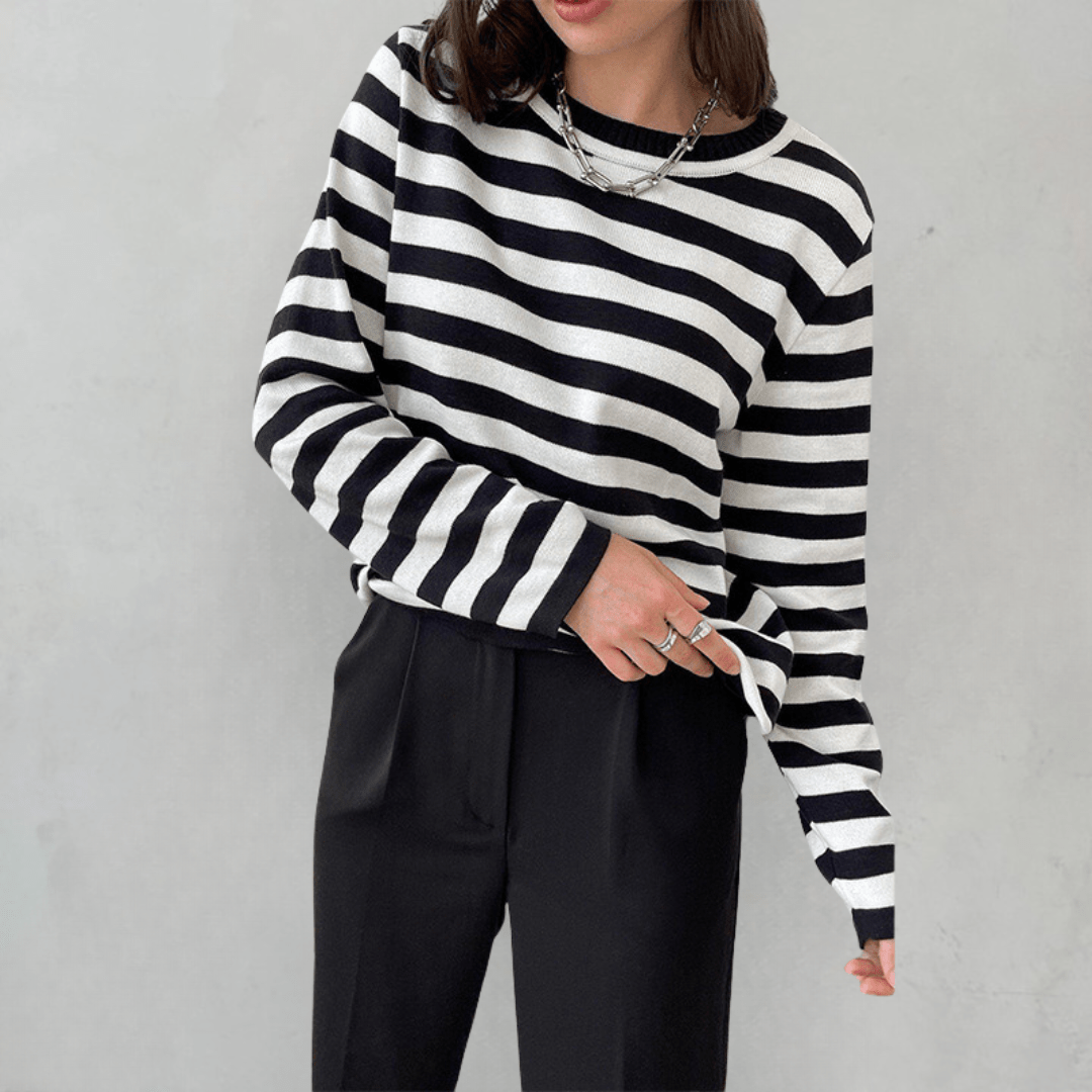 Street-Wave Nordic Flair Striped Long Sleeve T Shirt For Men Round Neck Soft Fabric Regular Fit