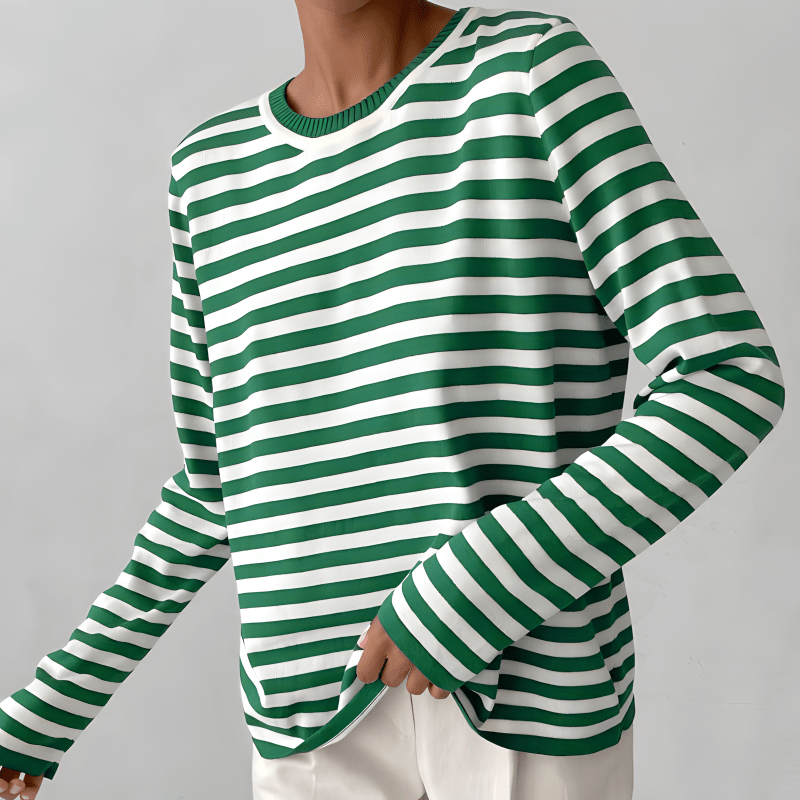 Street-Wave Nordic Flair Striped Long Sleeve T Shirt For Men Round Neck Soft Fabric Regular Fit