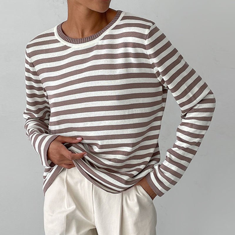 Street-Wave Nordic Flair Striped Long Sleeve T Shirt For Men Round Neck Soft Fabric Regular Fit