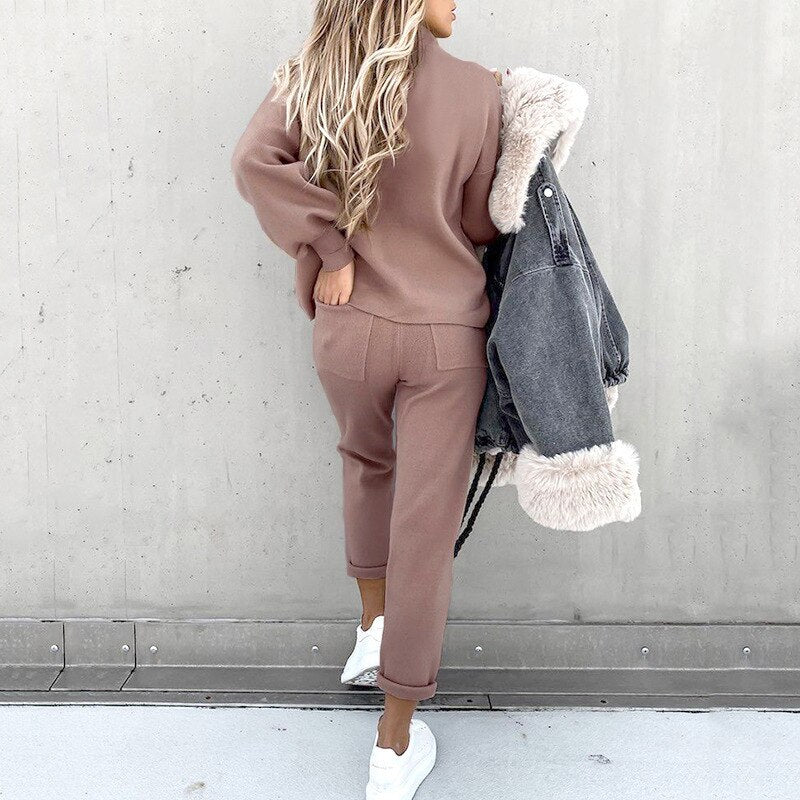 Abigail Two Piece Lounge Set Cozy Lightweight Polyester Unisex Street Wave