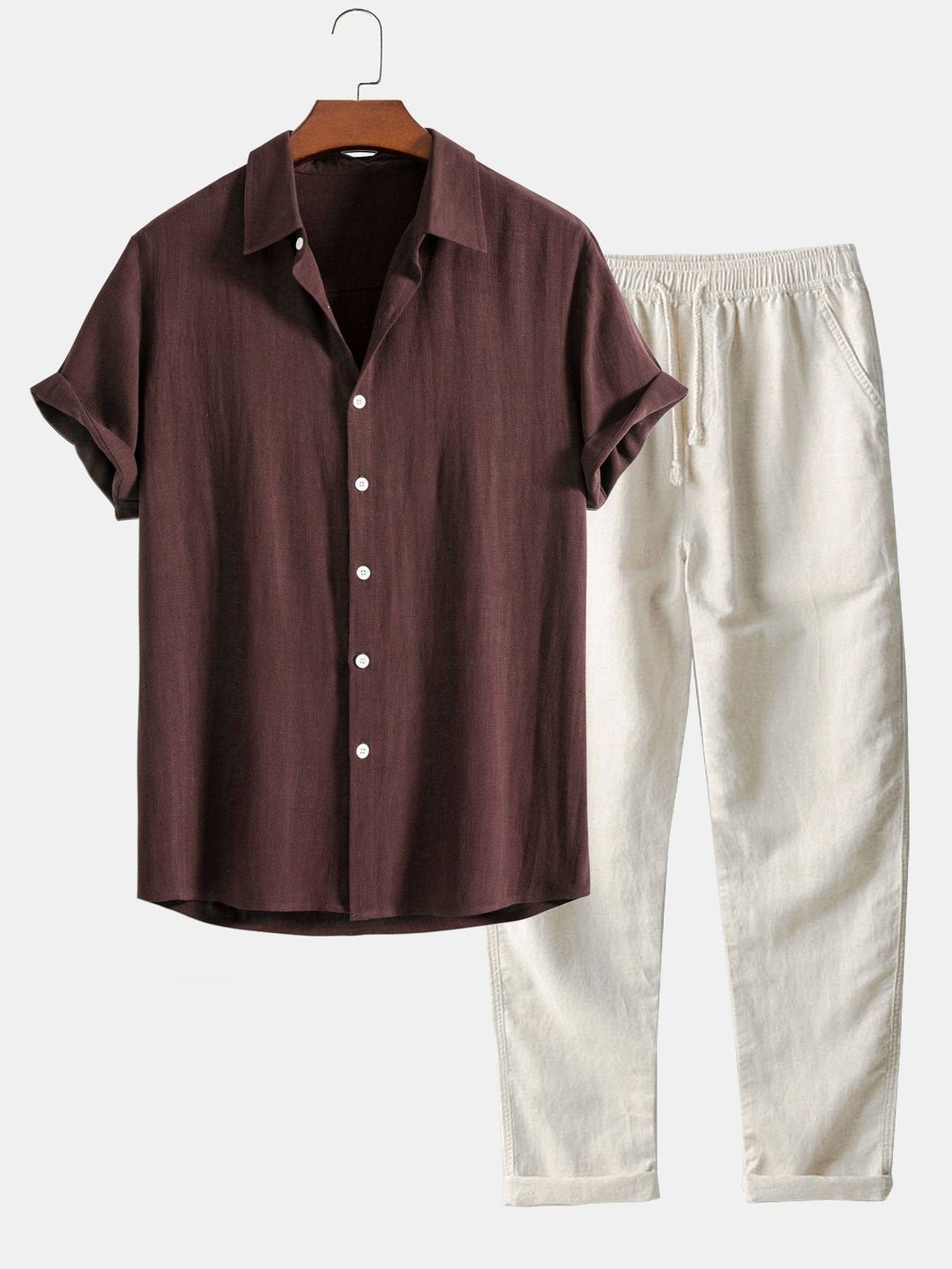 Unisex Breathable Cotton Short Sleeve Shirt With Mandarin Collar And Relaxed Fit