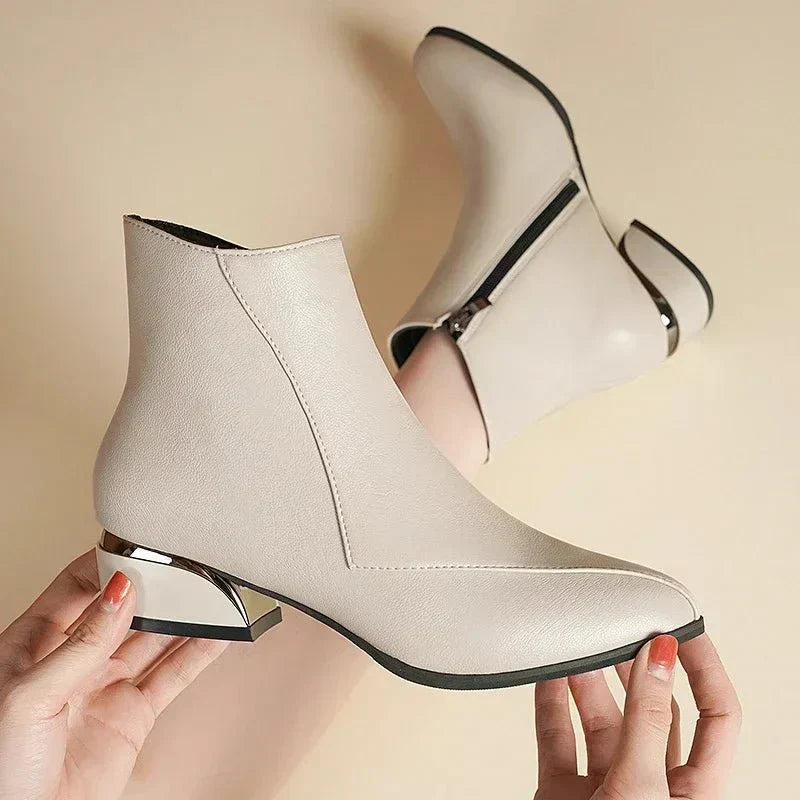 Street-Wave Women Elegant Zip Ankle Boots Comfortable Fit With Easy On Zipper For Everyday Chic