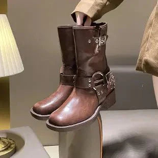Streetwave Knee High Boots With Buckled Block Heel Chic All Day Comfort For Women