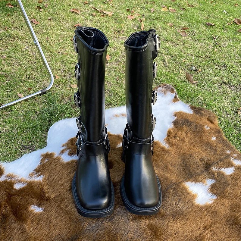 Streetwave Knee High Boots With Buckled Block Heel Chic All Day Comfort For Women