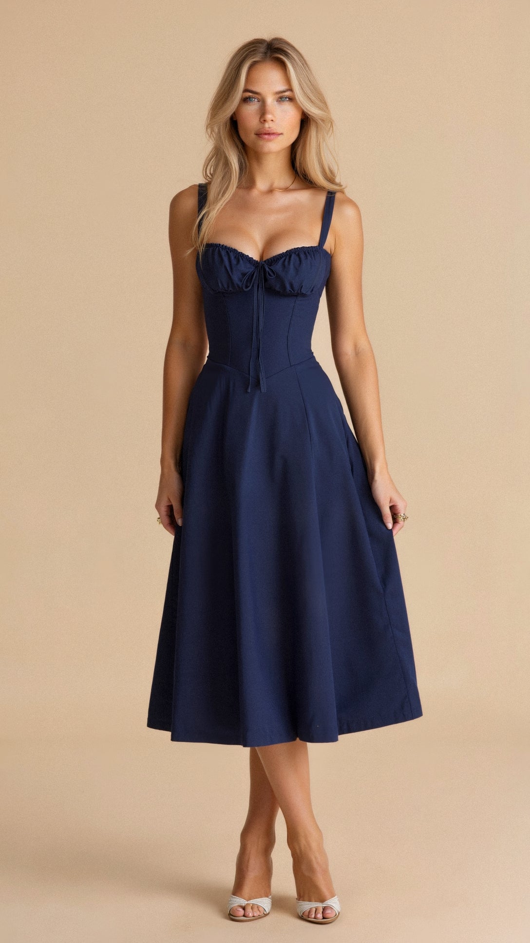 Corset Dress Street-Wave For Women Elegant Floral Midi Waist Enhancing
