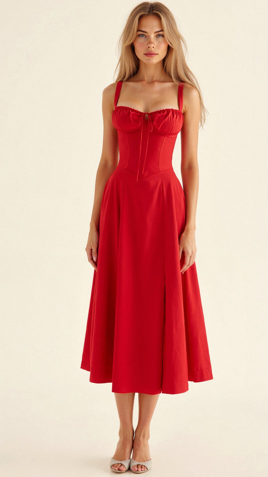 Corset Dress Street-Wave For Women Elegant Floral Midi Waist Enhancing