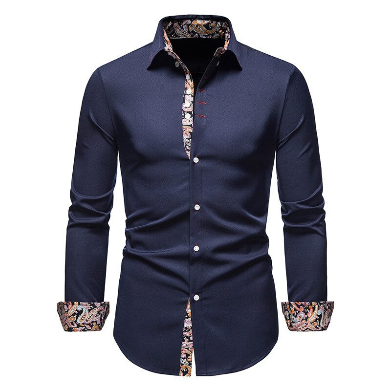 Isaac Men's White Dress Shirt With Floral Cuffs By Street Wave Bold Style