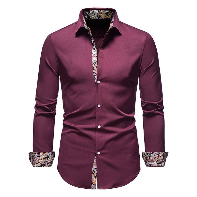 Isaac Men's White Dress Shirt With Floral Cuffs By Street Wave Bold Style