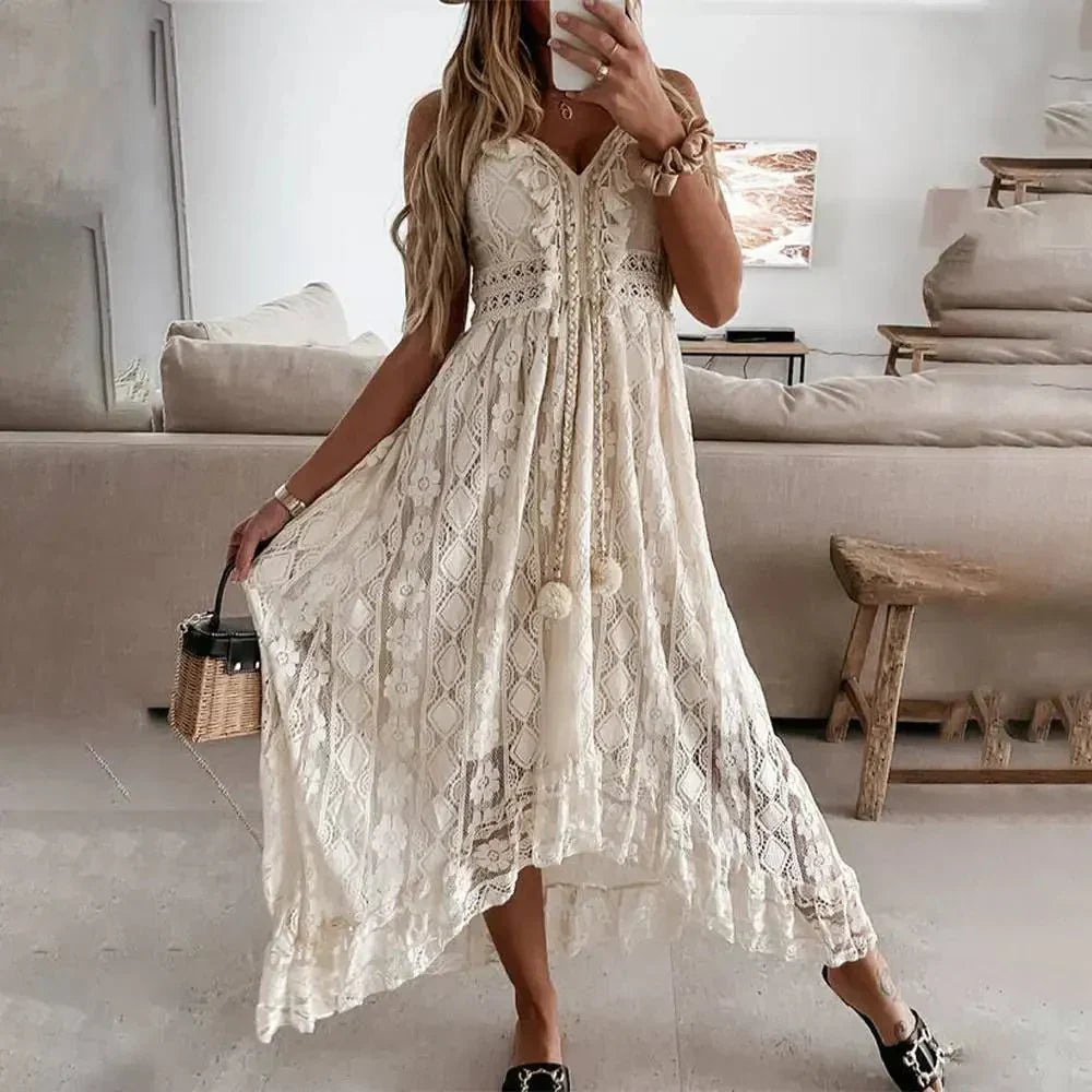 Maya Boho Lace Maxi Dress Street Wave Women Effortless Airy Comfort