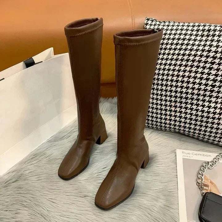 Street Wave Knee High Boots With Block Heel For Women Timeless Elegance And Comfort