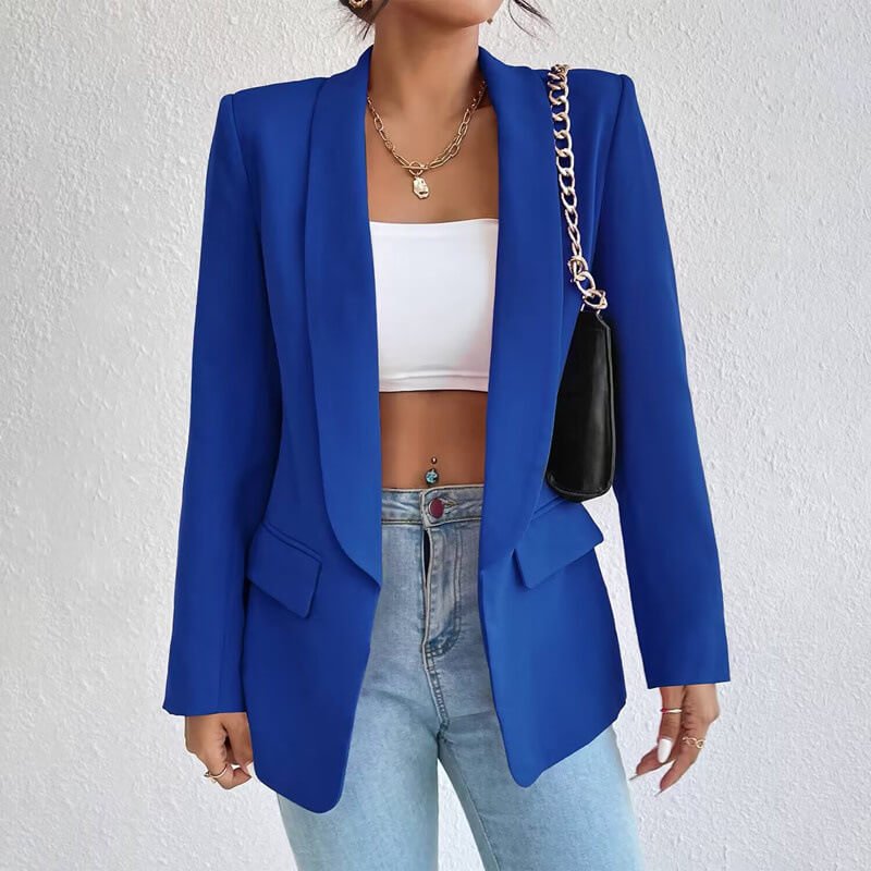 Street-wave Open Front Blazer For Women Long Sleeve Modern Chic Effortless Style