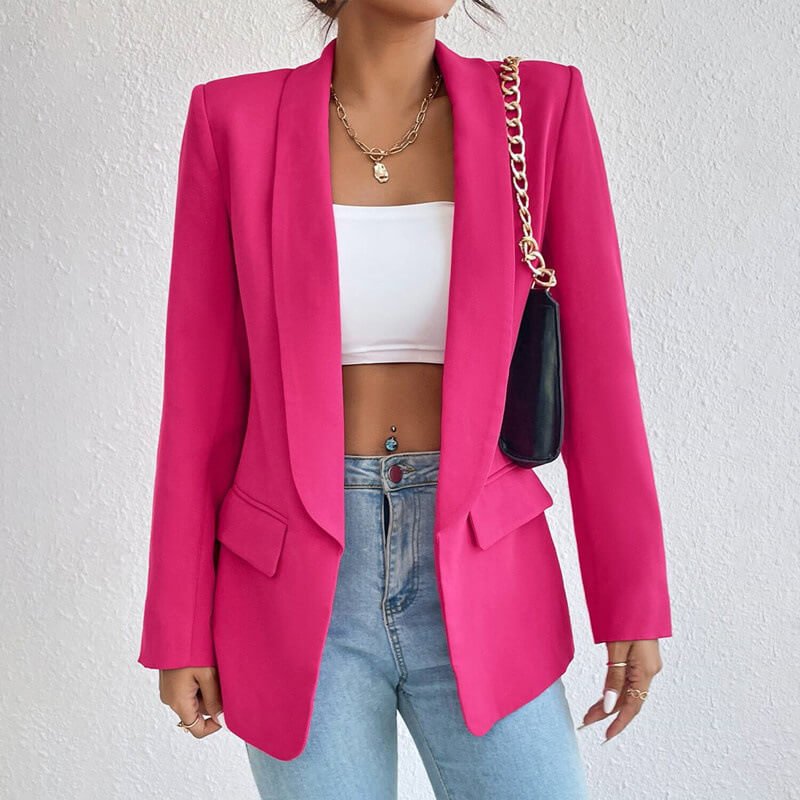Street-wave Open Front Blazer For Women Long Sleeve Modern Chic Effortless Style