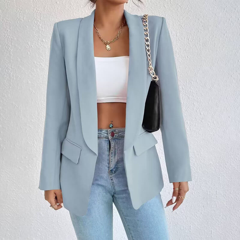 Street-wave Open Front Blazer For Women Long Sleeve Modern Chic Effortless Style