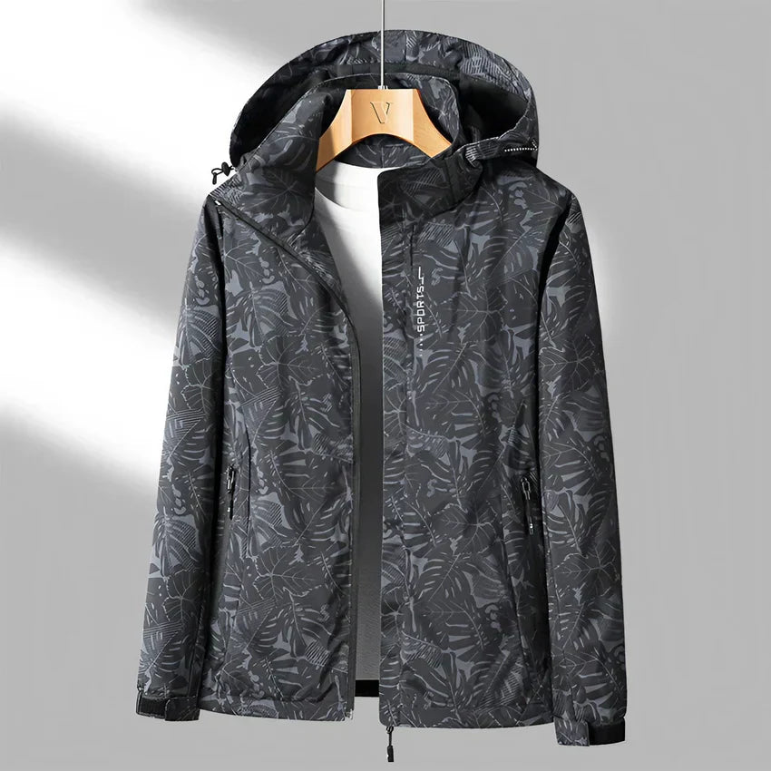 Street-wave Women Hooded Outdoor Jacket Water Repellent Allover Print Stylish Weatherproof Coat