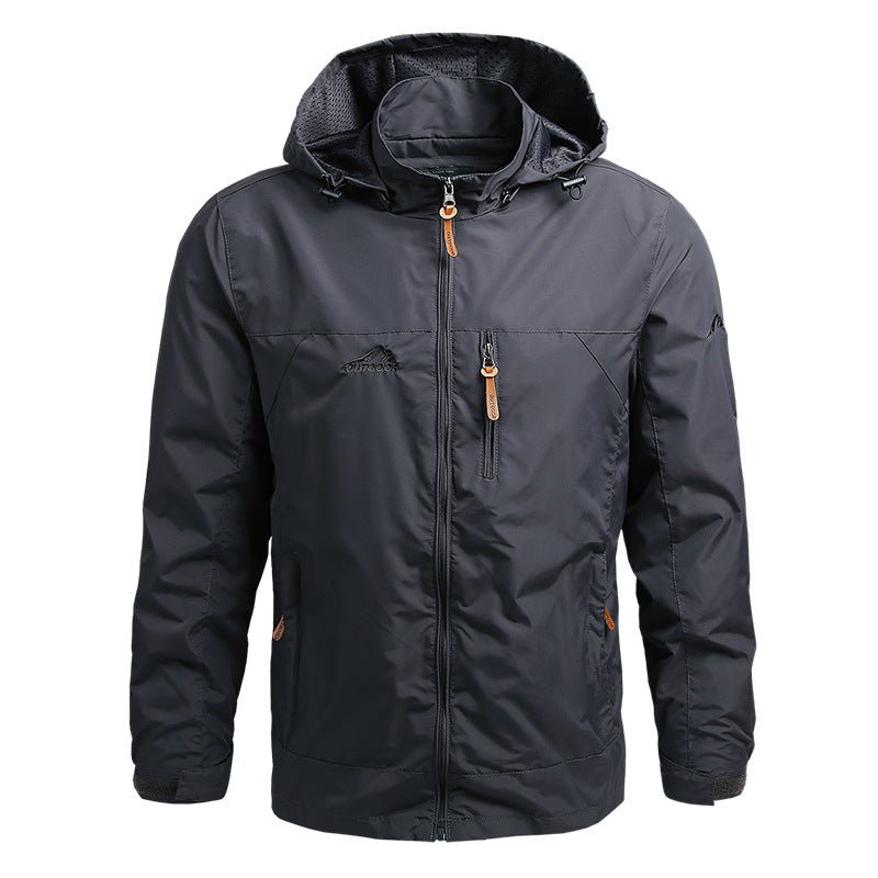 Men's Outdoor Jacket Regular Fit Water Repellent Adjustable Hood With Zipper Pockets