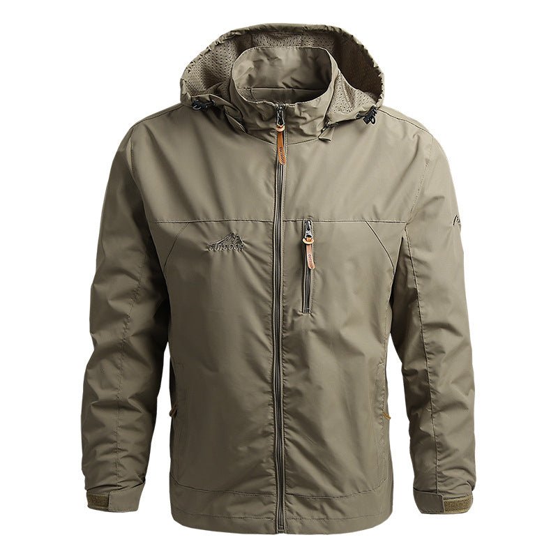 Men's Outdoor Jacket Regular Fit Water Repellent Adjustable Hood With Zipper Pockets