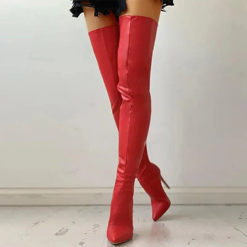 Street Wave Knee High Stiletto Boots For Women Winter