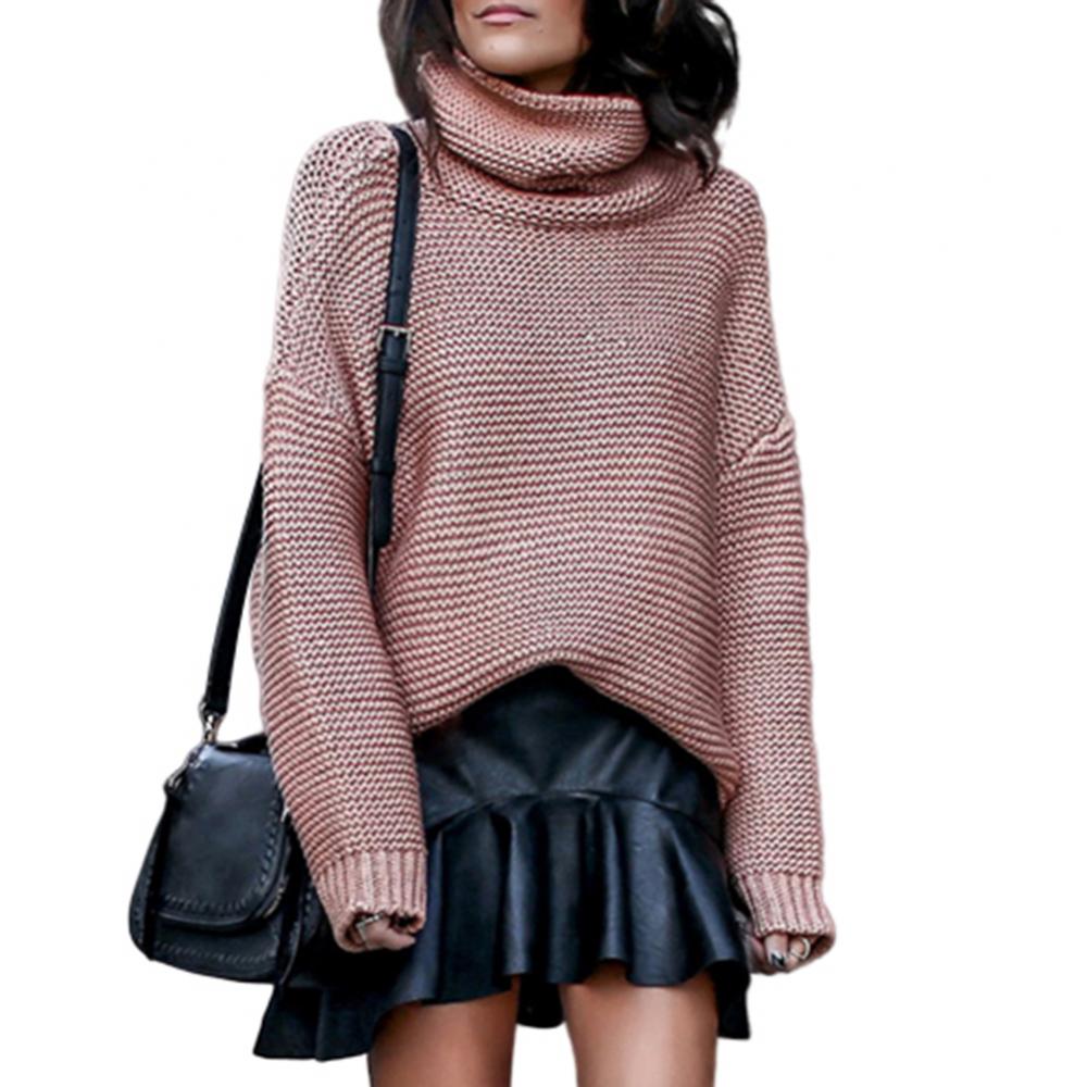Street-wave Green Cozy Turtleneck Sweater for Women, Thick Knit, Loose Fit Warmth