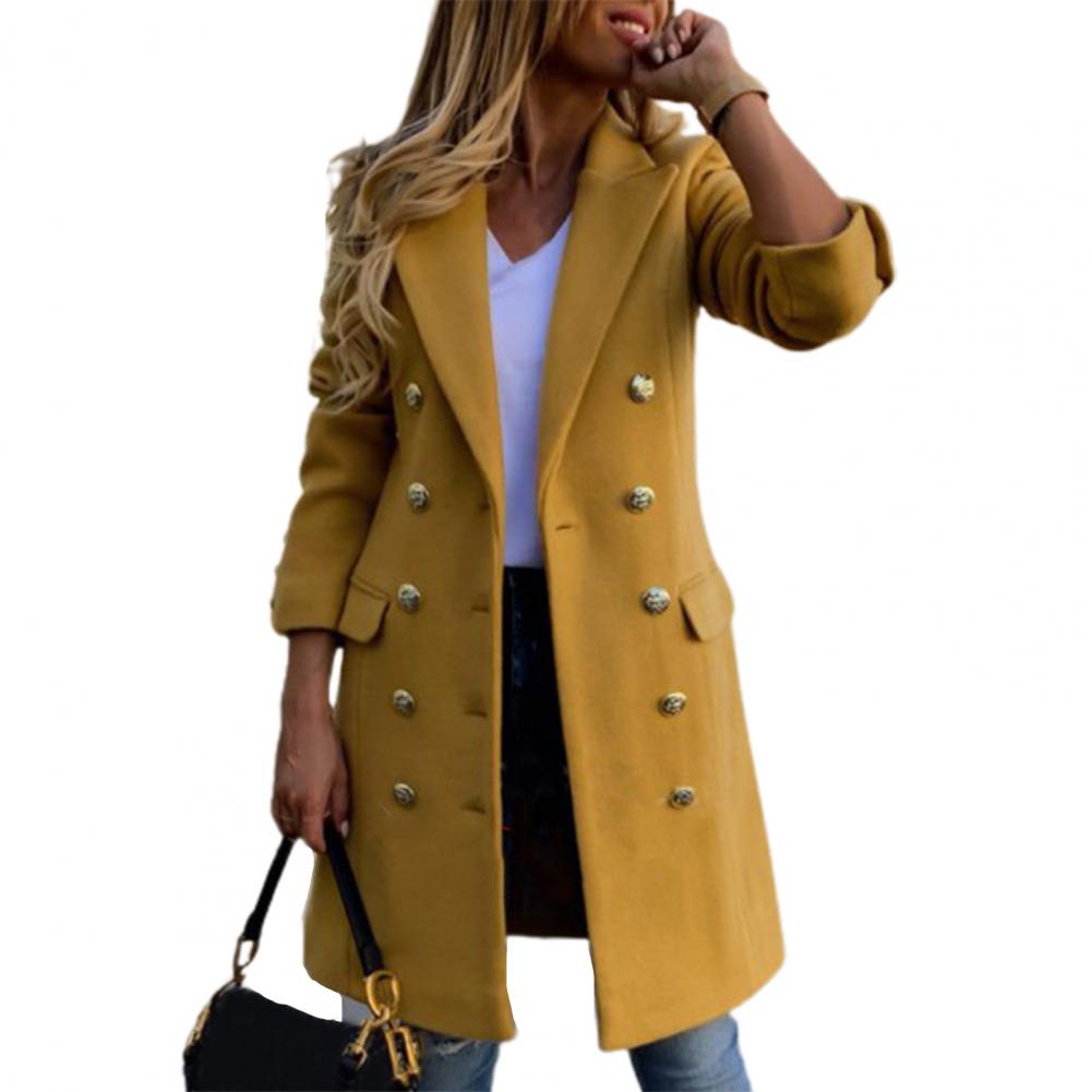 Street Wave Double Breasted Wool Coat For Women With Gold Button Detail Timeless Chic