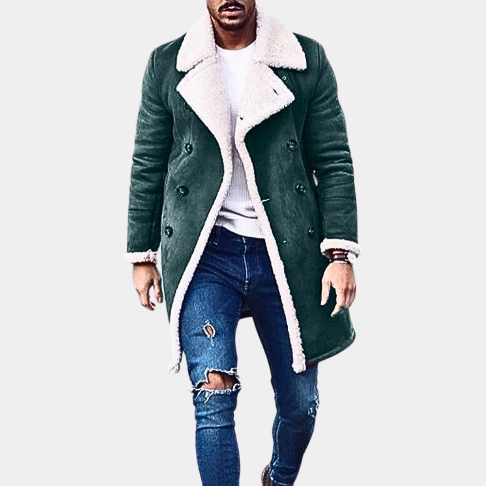 Street-wave Men's Elegant Warm Winter Coat With Shearling Lining Premium Cozy Outerwear