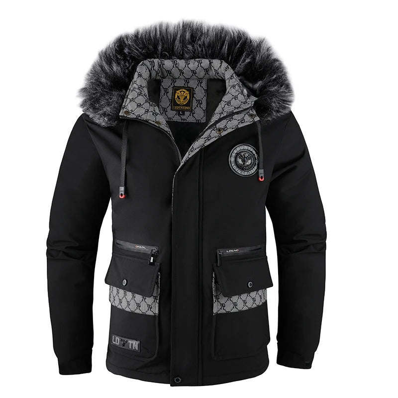 Street-Wave Nathan Men's Winter Padded Hooded Jacket With Fur Trim And Thick Insulation