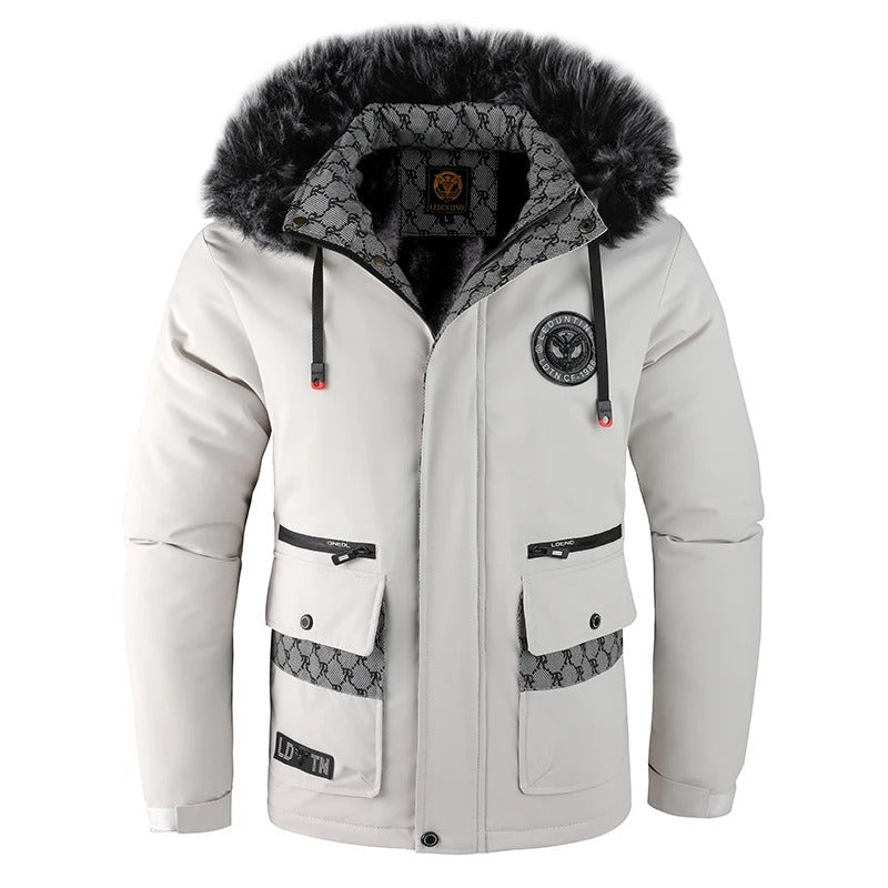 Street-Wave Nathan Men's Winter Padded Hooded Jacket With Fur Trim And Thick Insulation