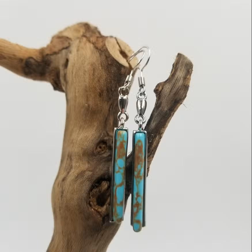 Women's Vintage Earrings with Turquoise Stones and Unique Design - Street-Wave