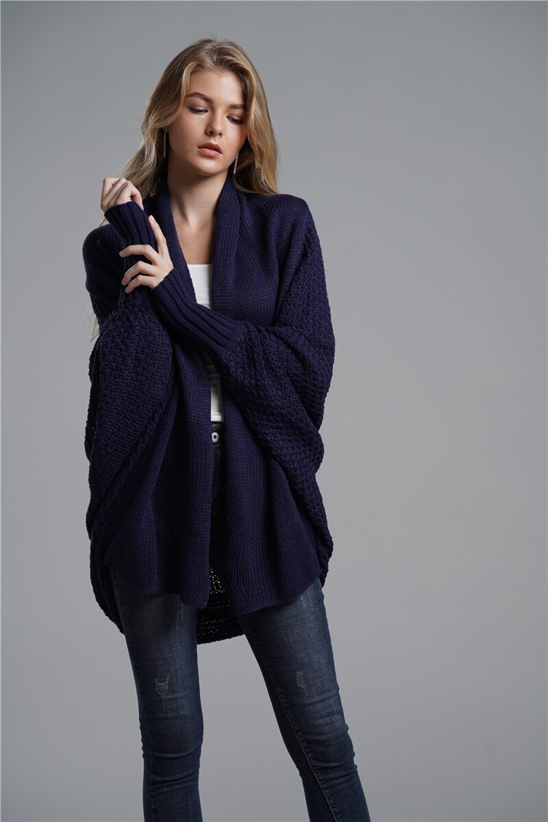 Street-wave Batwing Vest For Women Cozy Warmth Stylish Layering Knit Cardigan Everyday Wear