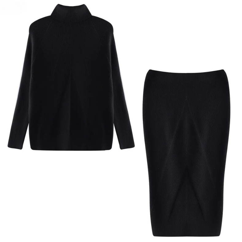 Street-wave Womens Two-Piece Set With Long Sleeve Top And Midi Skirt Soft Stretch Comfort Chic Versatile Outfit