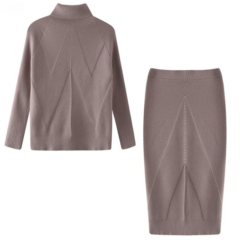 Street-wave Womens Two-Piece Set With Long Sleeve Top And Midi Skirt Soft Stretch Comfort Chic Versatile Outfit