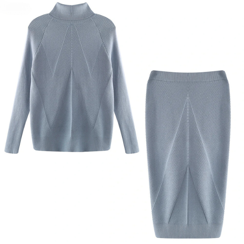 Street-wave Womens Two-Piece Set With Long Sleeve Top And Midi Skirt Soft Stretch Comfort Chic Versatile Outfit