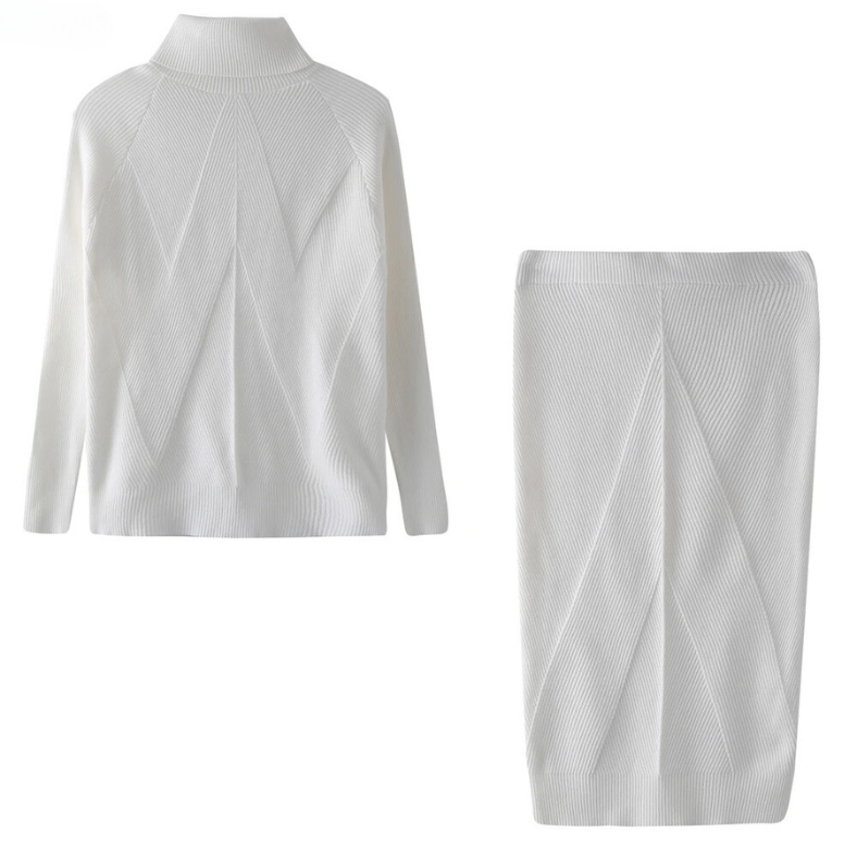 Street-wave Womens Two-Piece Set With Long Sleeve Top And Midi Skirt Soft Stretch Comfort Chic Versatile Outfit
