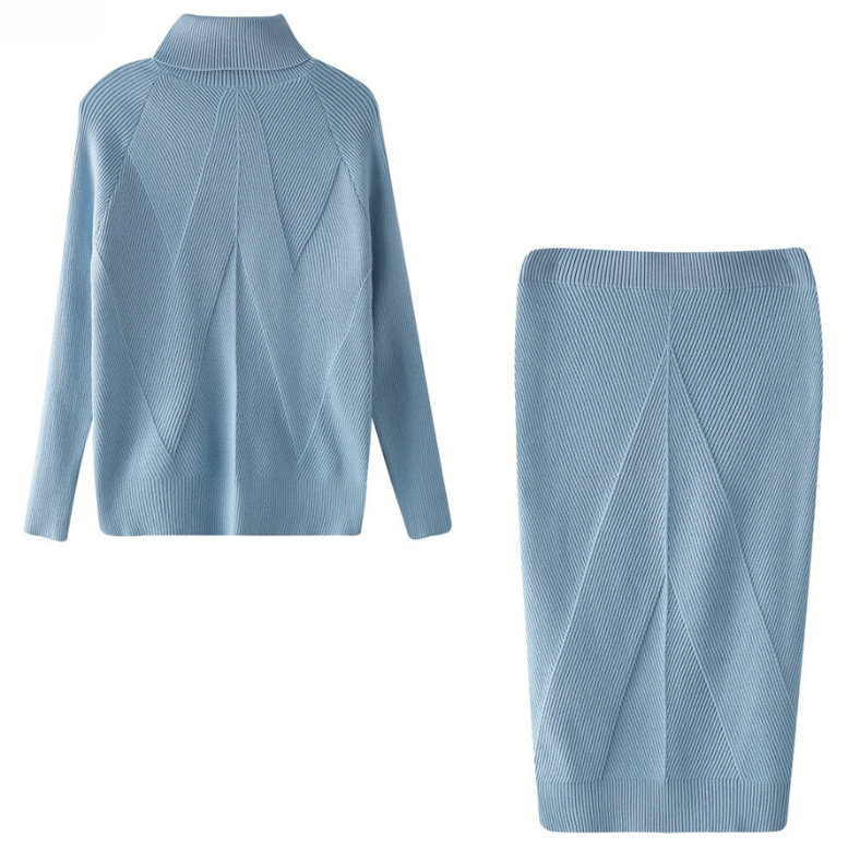 Street-wave Womens Two-Piece Set With Long Sleeve Top And Midi Skirt Soft Stretch Comfort Chic Versatile Outfit