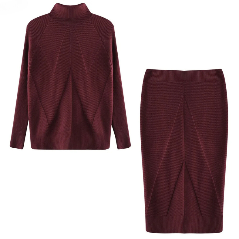 Street-wave Womens Two-Piece Set With Long Sleeve Top And Midi Skirt Soft Stretch Comfort Chic Versatile Outfit