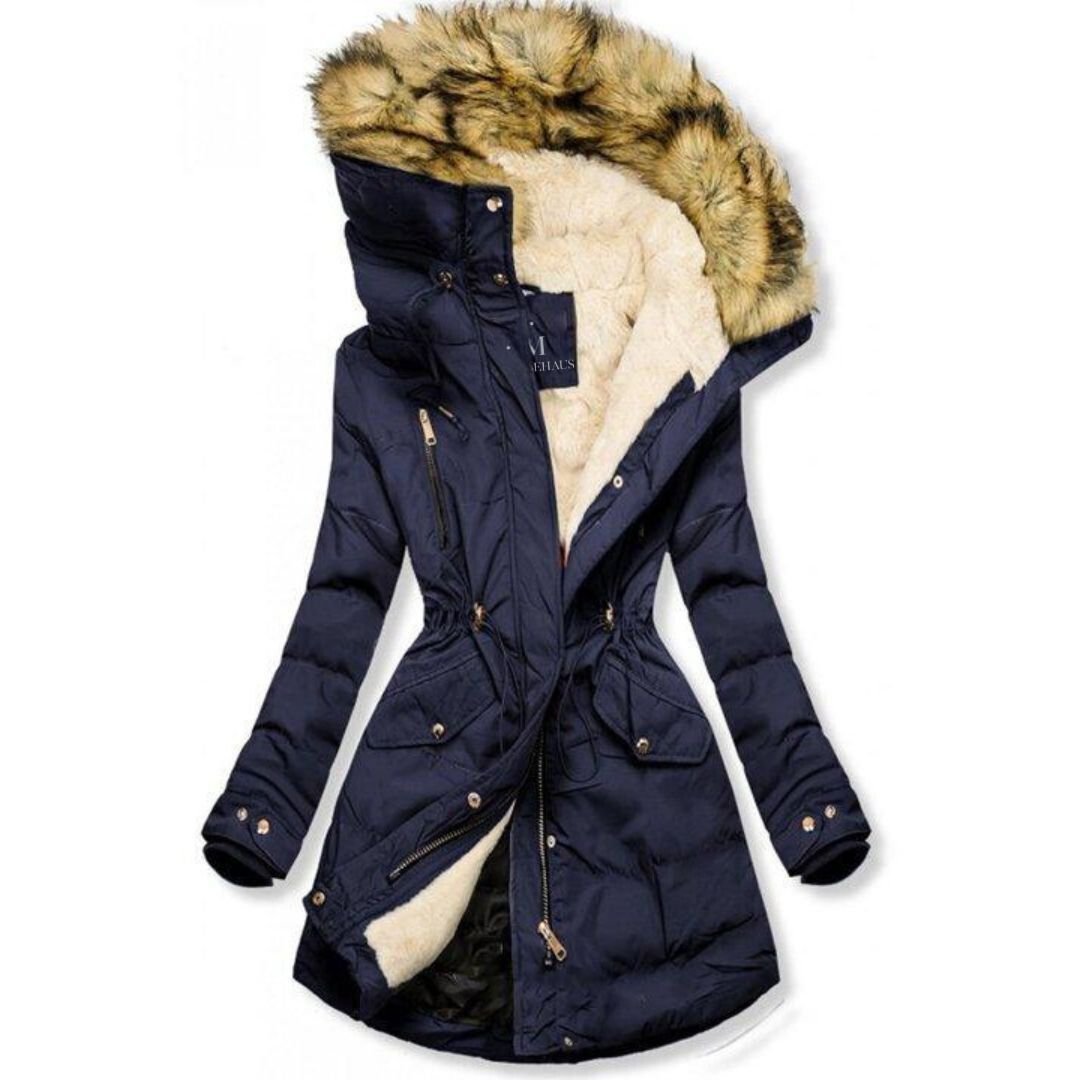 Street-wave Womens Puffer Parka With Warm Fleece Lining And Fur Hood Winter Coat