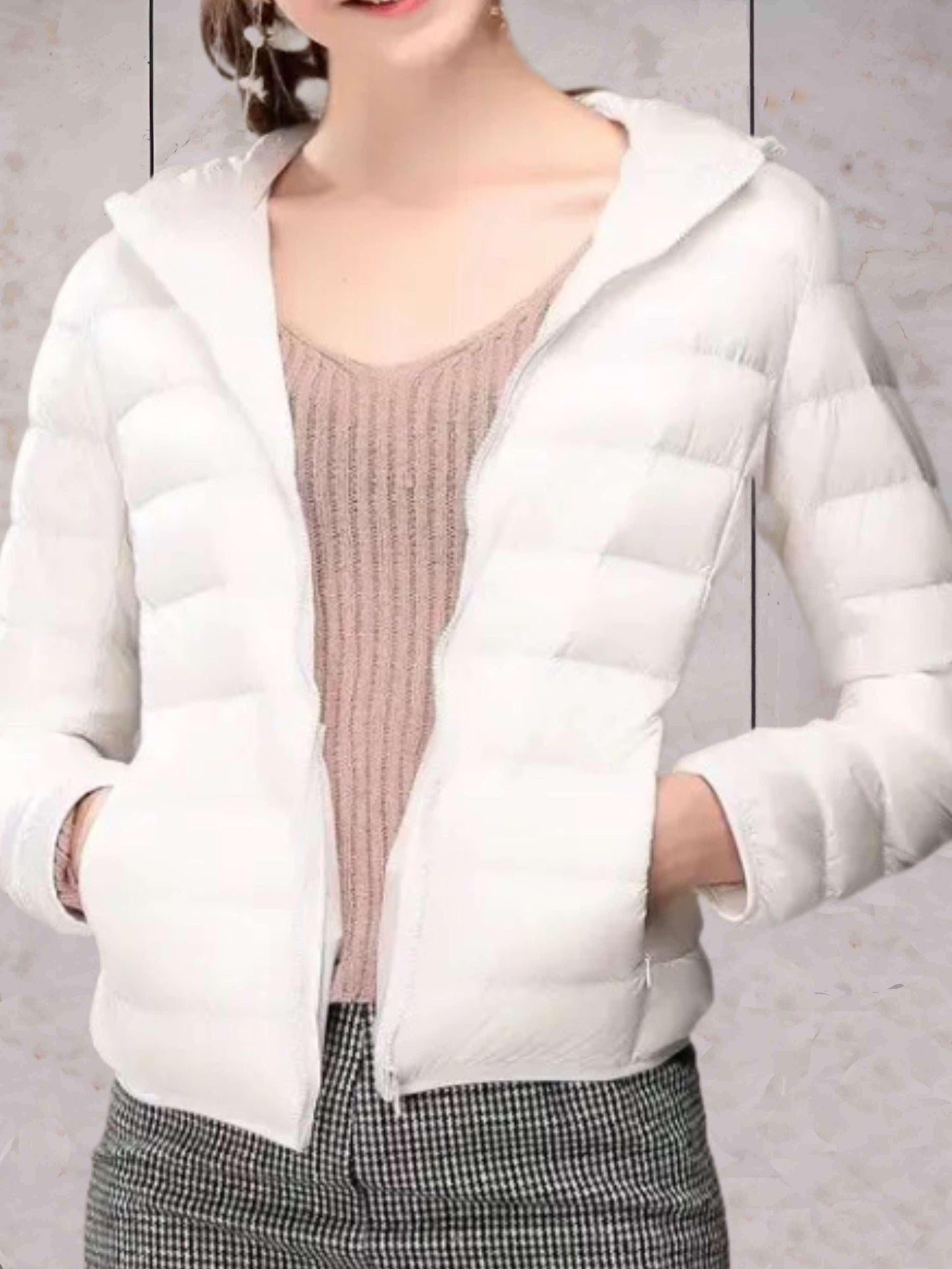 Street-wave Womens Hooded Down Puffer Jacket Ultra Warm Lightweight Comfort Pink