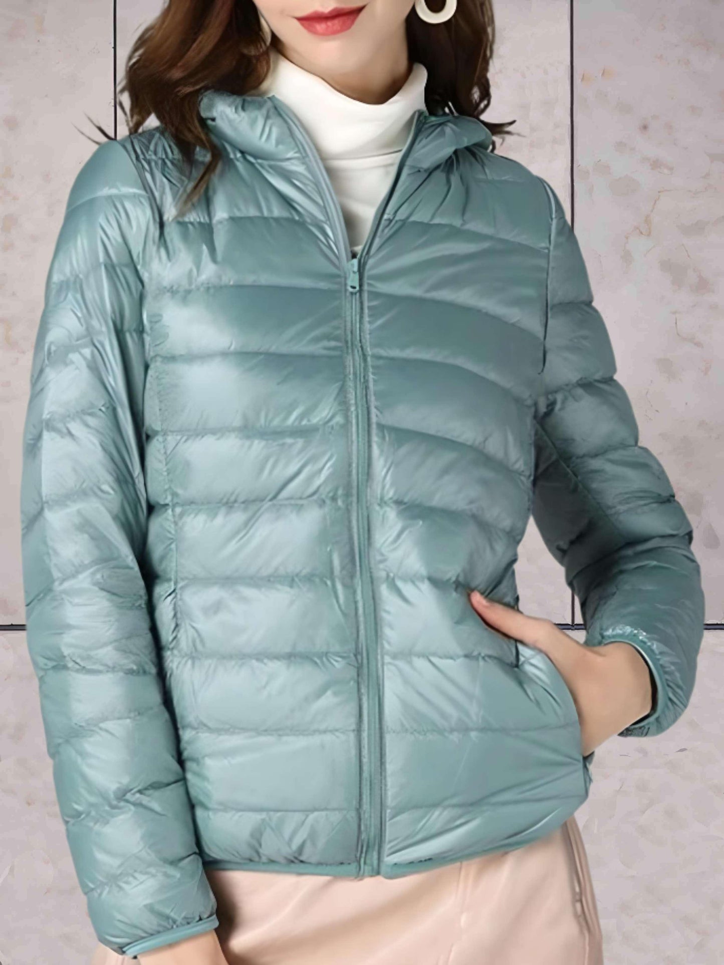Street-wave Womens Hooded Down Puffer Jacket Ultra Warm Lightweight Comfort Pink