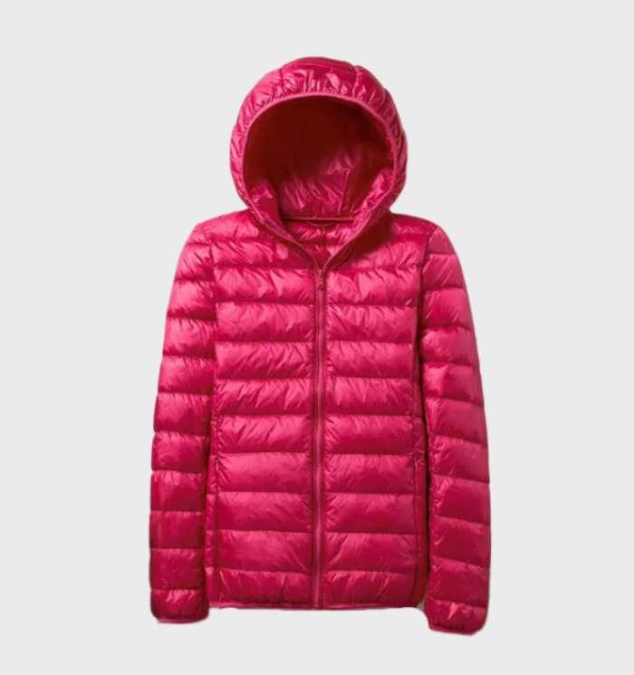 Street-wave Womens Hooded Down Puffer Jacket Ultra Warm Lightweight Comfort Pink