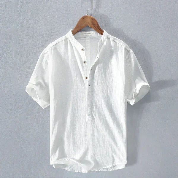 Street-Wave Men's Henley Shirt Breathable Cotton Linen Lightweight
