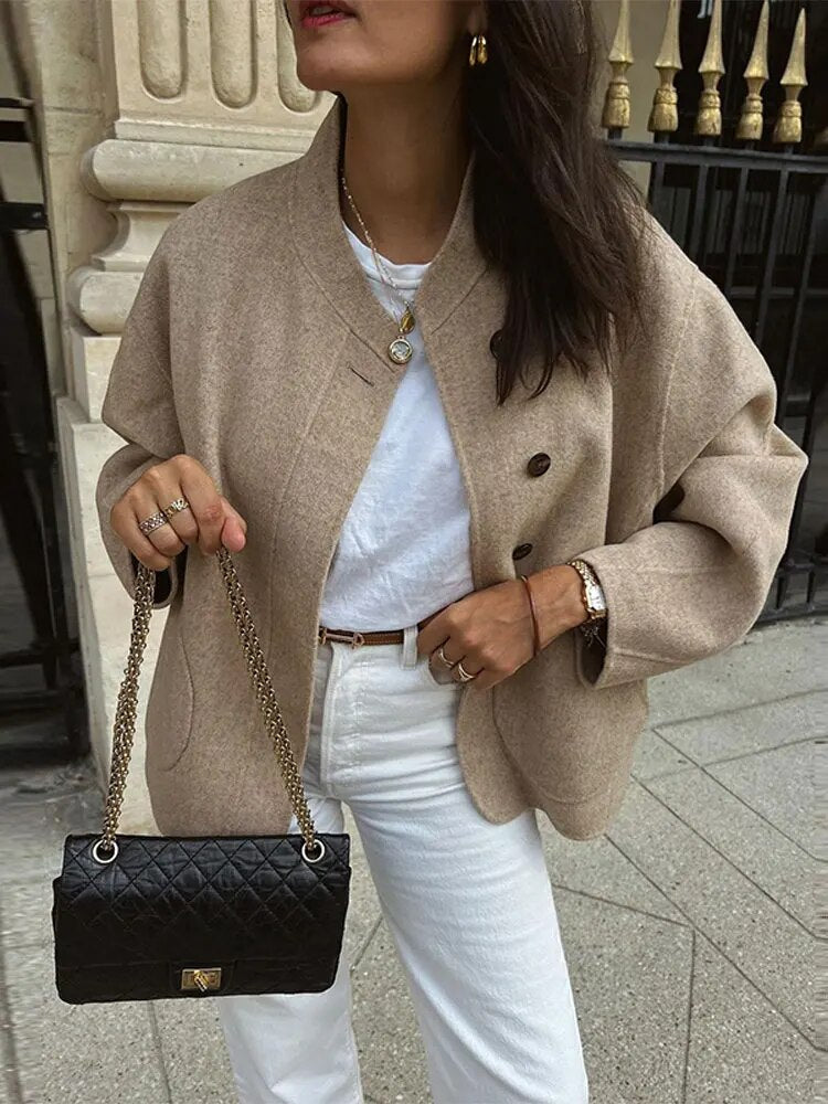 Streetwave Wool Blend Jacket For Women Versatile Timeless Chic Everyday Comfort Wardrobe Essential