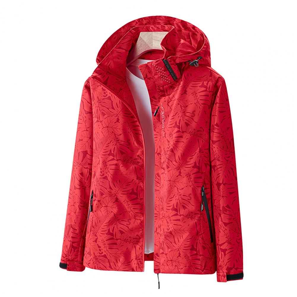 Street-Wave Waterproof Outdoor Jacket With Hood For Hikers And Runners Floral Pattern Lightweight