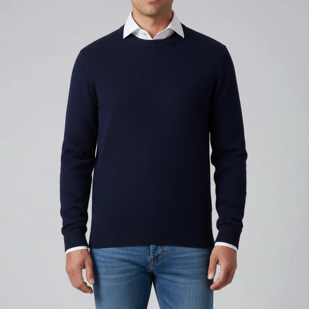 Street Wave Men's Light Blue Crew Neck Knit Sweater Timeless Wardrobe Essential