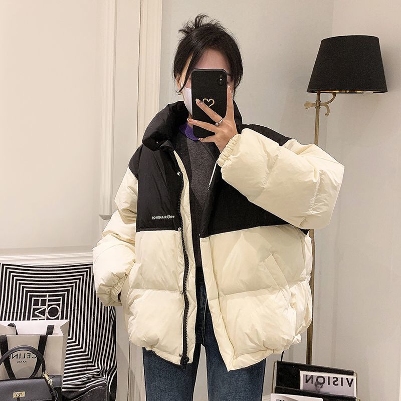 Street-wave Oversized Puffer Jacket for Plus Size Women with High Collar and Full Zip