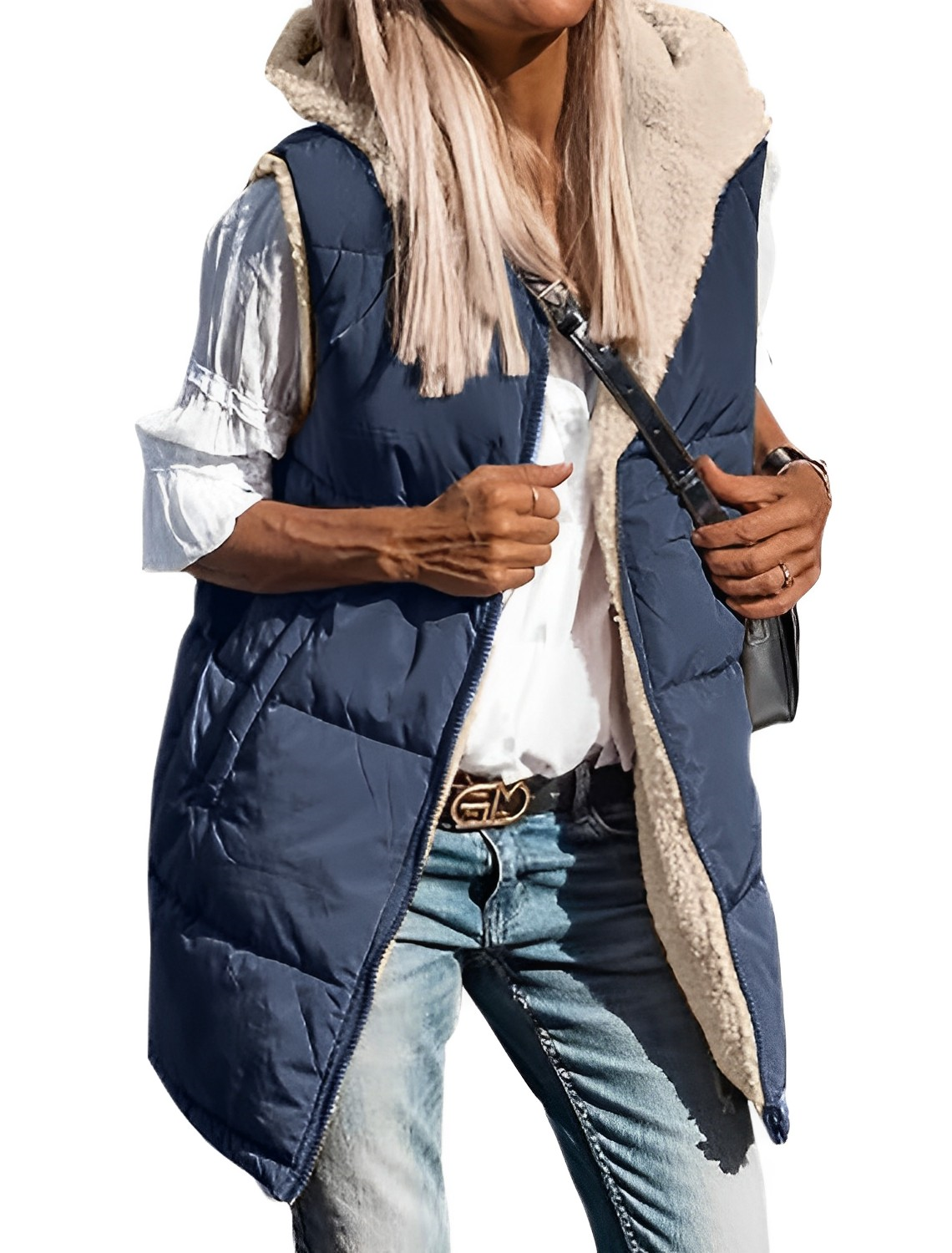 Street-wave Winter Vest For Women Fleece Lined Quilted Warmth With Cozy Sherpa Lining