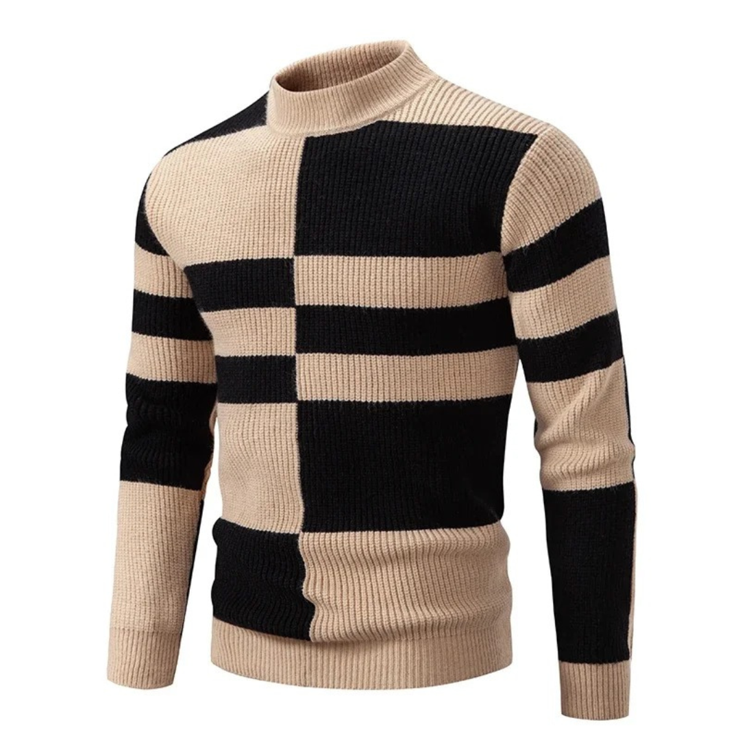 Street Wave Color Block Knit Sweater For Men Soft Warm Cozy Modern Design Everyday Wear