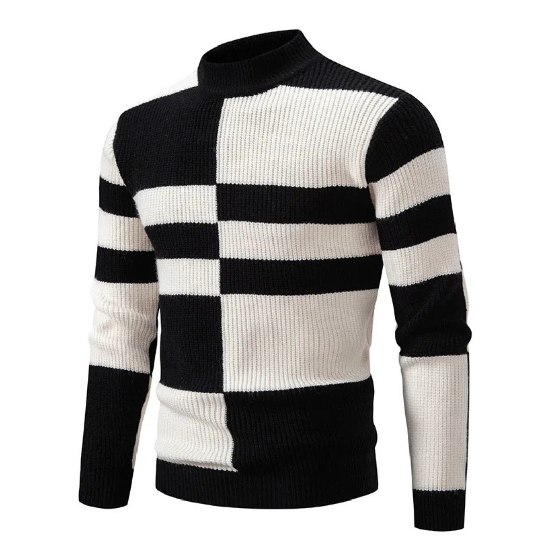 Street Wave Color Block Knit Sweater For Men Soft Warm Cozy Modern Design Everyday Wear